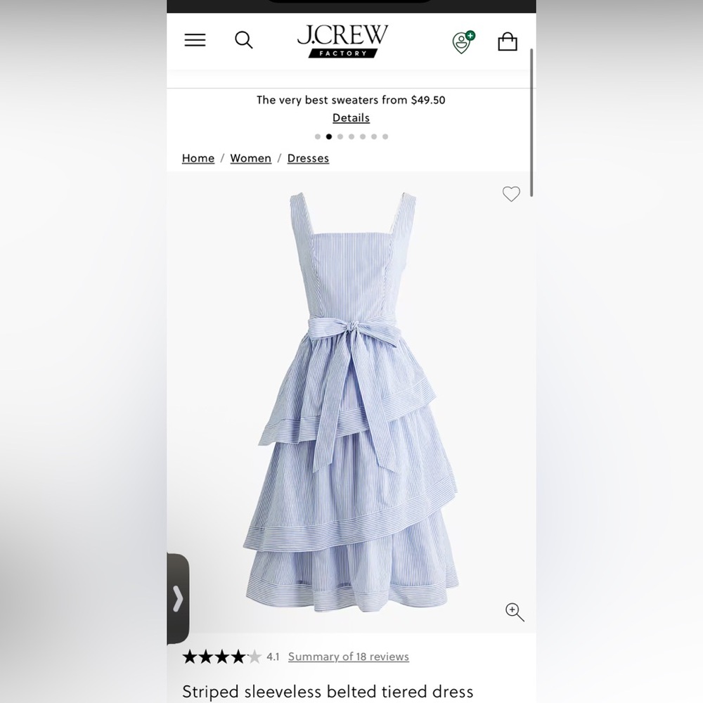 J. Crew Light Blue Striped Tiered Dress, new! ✨